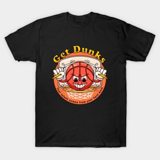 Get Dunks, the cartoon basketball mascot T-Shirt